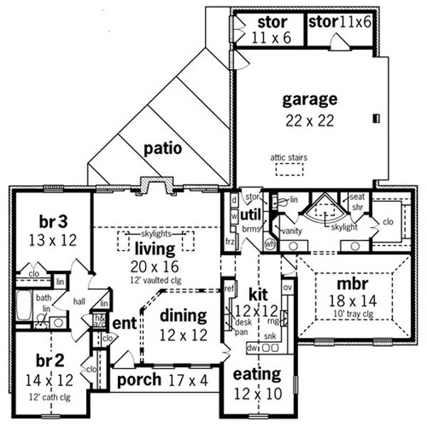 Floor Plan image of Willow Oaks - 1830 House Plan
